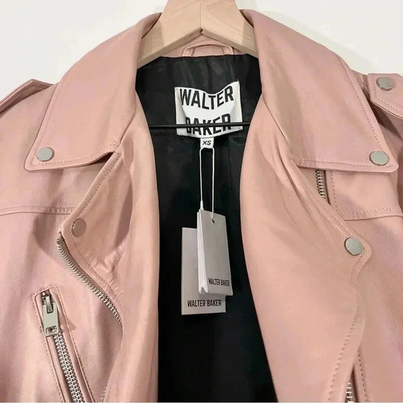 NWT Walter Baker Pink Oversized Moto Leather Jacket - Picture 4 of 9